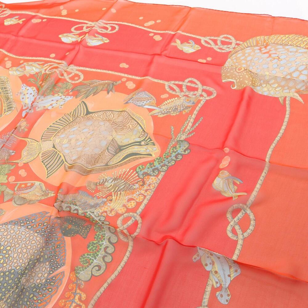 HERMES Red Silk Scarf - Picture 2 of 7